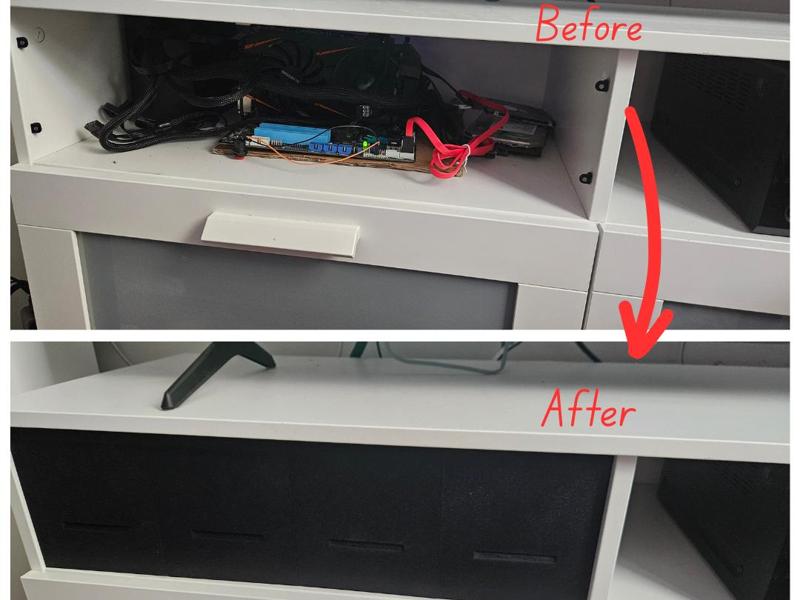 IKEA Brimnes TV stand magnetic shelf cover