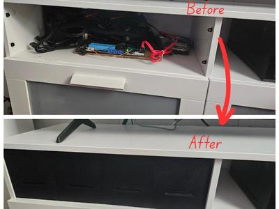 IKEA Brimnes TV stand magnetic shelf cover