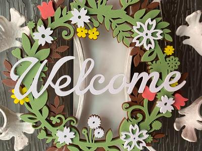Floral Wreath Welcome Sign