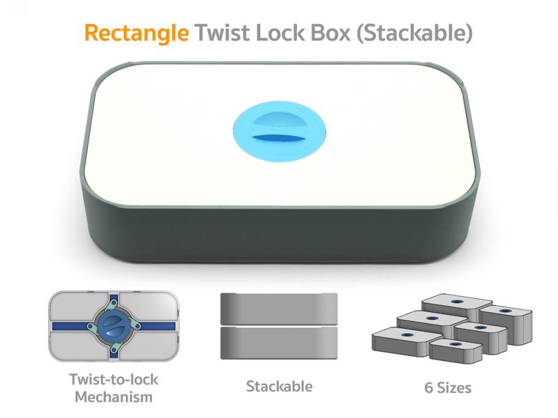 Rectangle Twist Lock Box (Stackable)