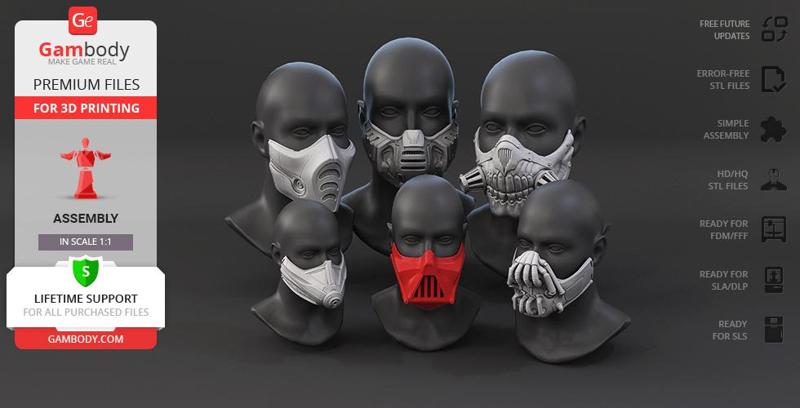 Fun Face Masks Free STL files for 3D Printing | Assembly Model