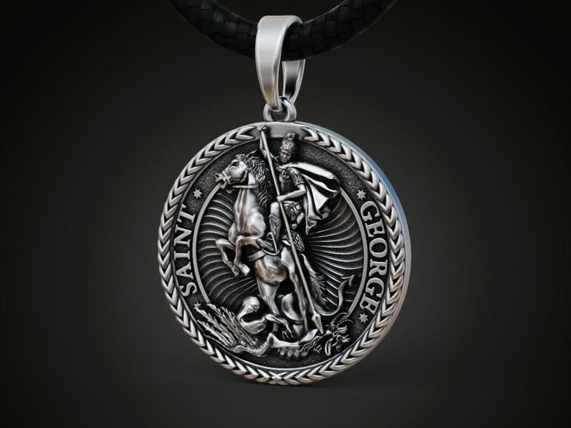 Saint George round pendant