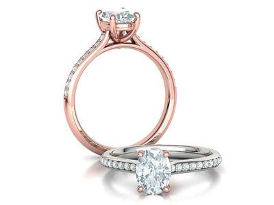 8x6 Oval Cut Diamond Engagement Ring Hidden Halo Ring