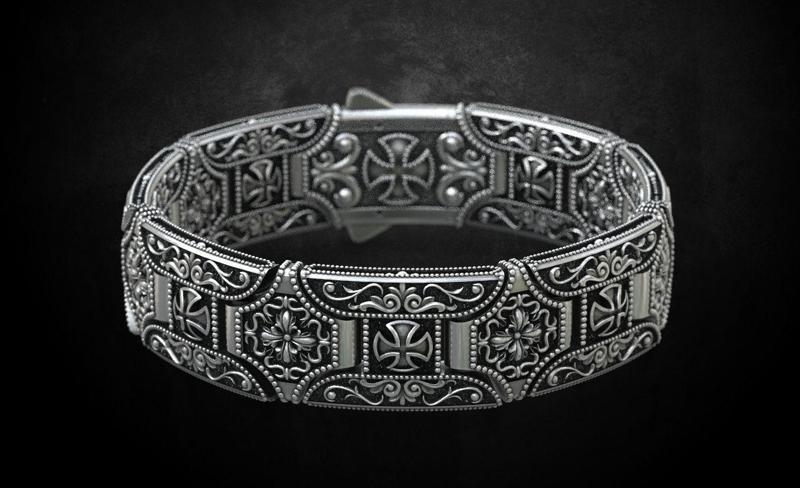 Stylish bracelet in silver with a cross 265