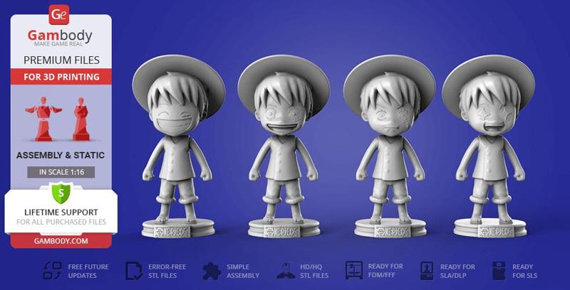 Chibi Monkey D. Luffy 3D Printing Figurine | Assembly