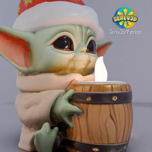 Christmas Grogu - Xmas Candle Holder - 3D print STL and multicolor 3MF file