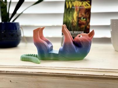 Cat Book Display with Articulating Tail- Book & Tablet Stand