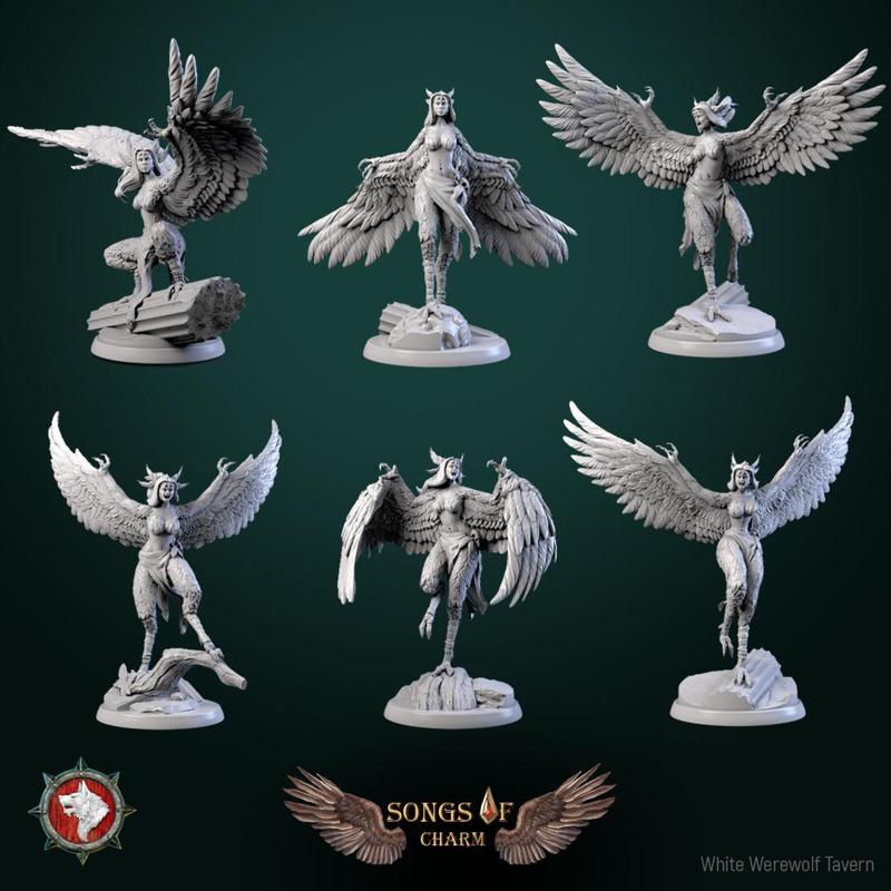 Harpy set 6 miniatures 32mm pre-supported