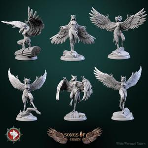 Harpy set 6 miniatures 32mm pre-supported