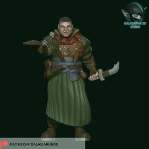 Elf warrior with a dagger and a crossbow