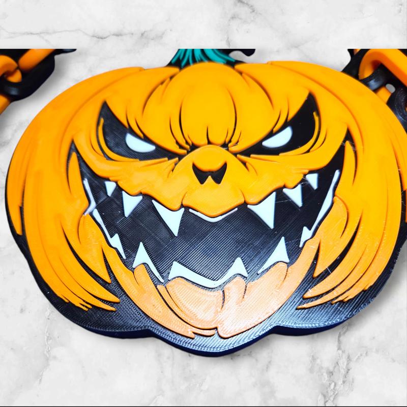 Halloween Jacko Killer Pumpkin Emblem Chain Link