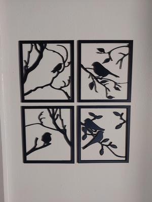 Birds on branches, 4 Piece wall art