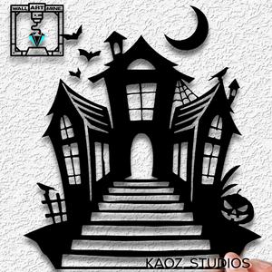 haunted house wall art halloween wall decor ghost town decoration