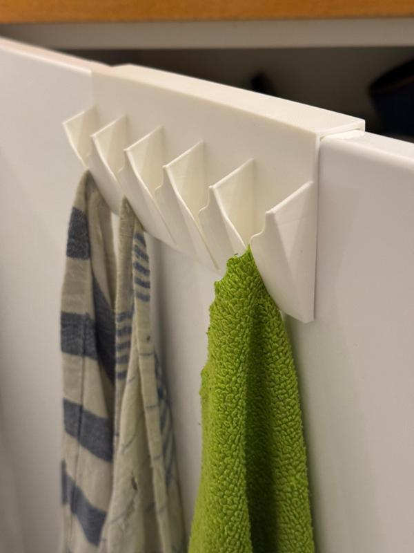 Towel Hook with 70 degrees Overhang (no support) - for ikea kitchen door