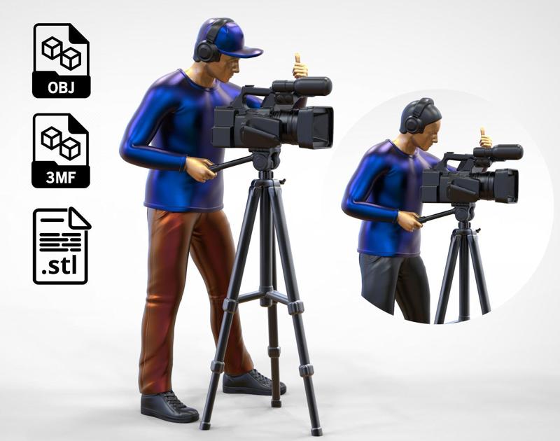 N2 Cameraman with Hat and Headphone camera on a tripod