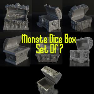 Set Of 7 Tresure Box Theme Dice Box Pattern 3D print model