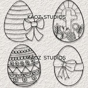 Easter Egg Bundle Wall Art Easter Wall Decor Easter Basket Holiday Decorations Set of 4