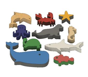 Set of 10 Sea Themed Stacking Toys