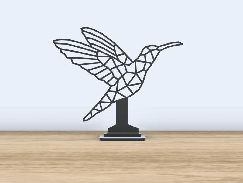 Geometric Low Poly - Hummingbird - With Stand