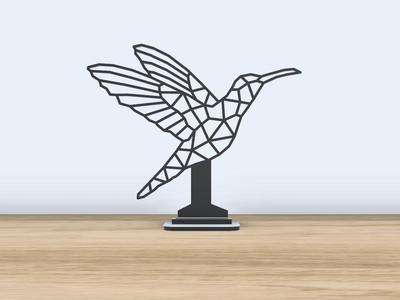 Geometric Low Poly - Hummingbird - With Stand