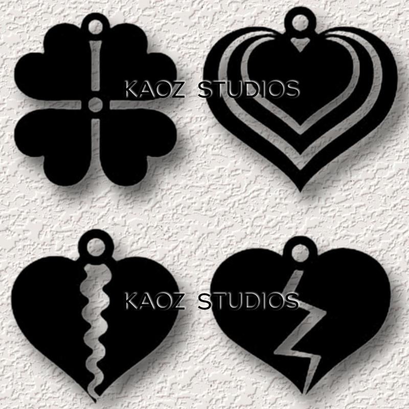 4 heart pendants valentines day jewelry broken heart keychain luck charm