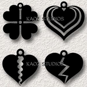 4 heart pendants valentines day jewelry broken heart keychain luck charm