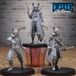 Catfolk Gunner Jasper Set / Cat Tribe Warrior / Feline Steampunk Fighter / Claw Beast / Humanoid War Machine / Mechanus Clockwork Encounter