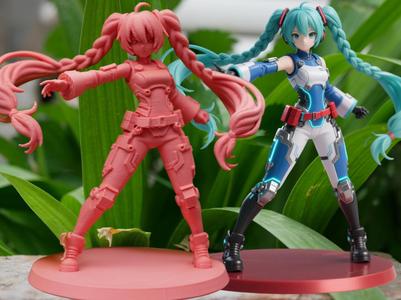 Hatsune Miku model, multi-part assembly printing, unlikely to fail