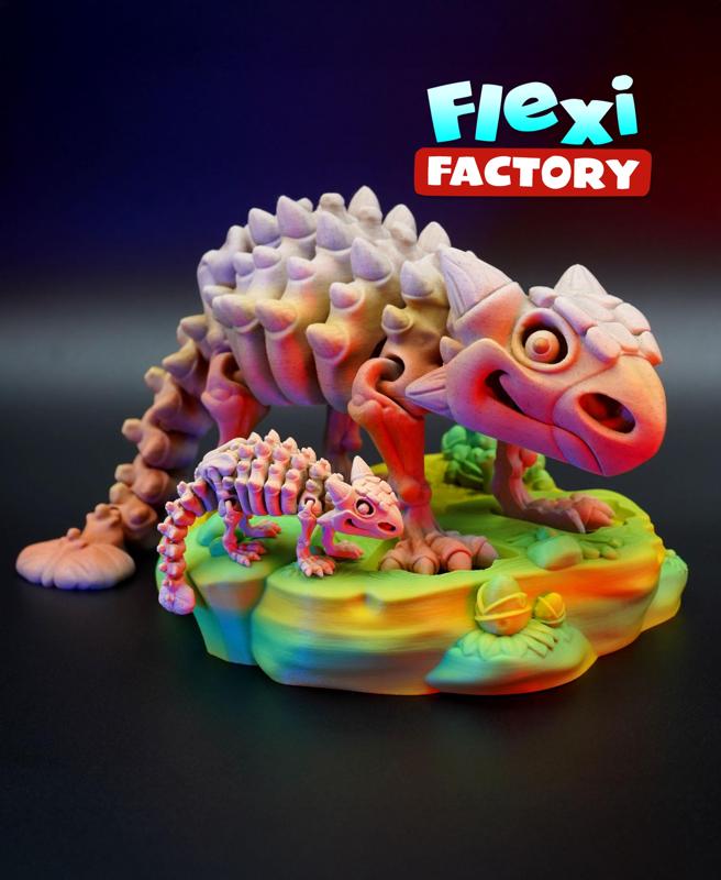 Flexi Factory Skeleton Ankylosaurus with 3MF and Stand Included!