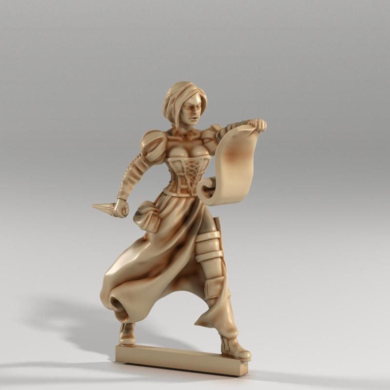 Adventurer - Sorceress with Dagger & Scroll - Fantasy Miniature