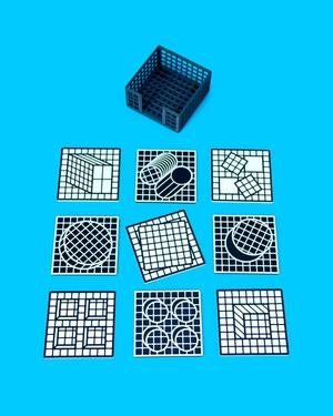 Shifted Pixels // Art Coaster Set, Illusion Tiles