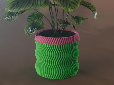 Hana Planter Pot, Scalloped Sine | Small, Medium, Large | Self Watering and Drip Tray 
