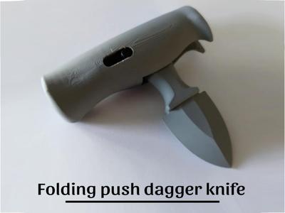 Folding push dagger fidget knife 