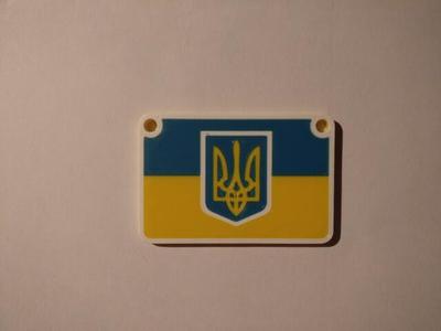 Ukraine's flag and coat of arms keychain, double-sided - no MMU