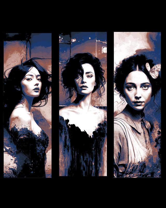 Vintage Portraits of a woman - the eyes can tell stories a person wants to hide - Set of bookmarks