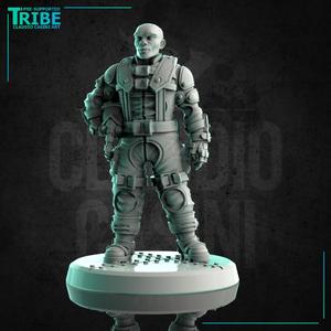 (0230)  Male spaceship sci-fi pilot with a helmet