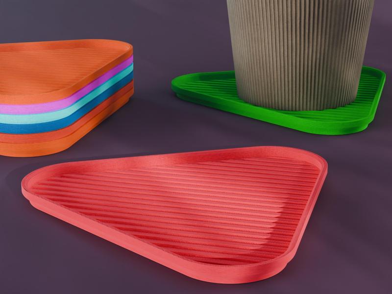 Stackable Striped Triangle Coaster Set 3D Print STL File | 3 Sizes 
