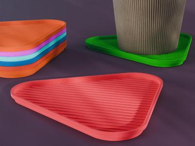 Stackable Striped Triangle Coaster Set 3D Print STL File | 3 Sizes 