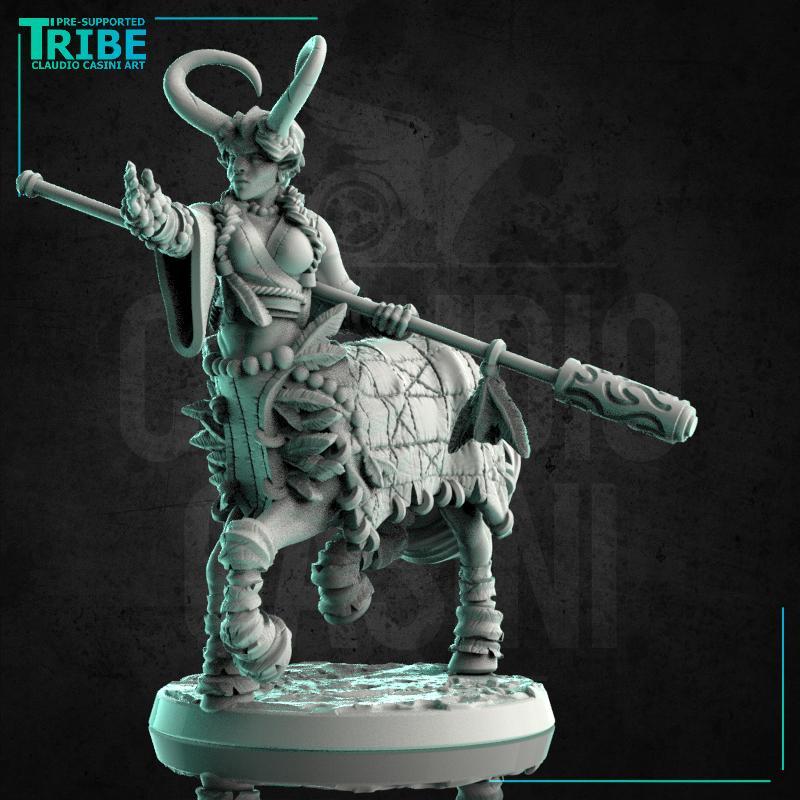 (0191) Female centaur monk with a staff