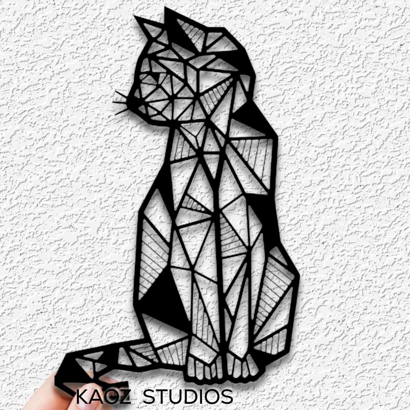 Geometrical Kitty wall art Cat wall decor kitten decoration