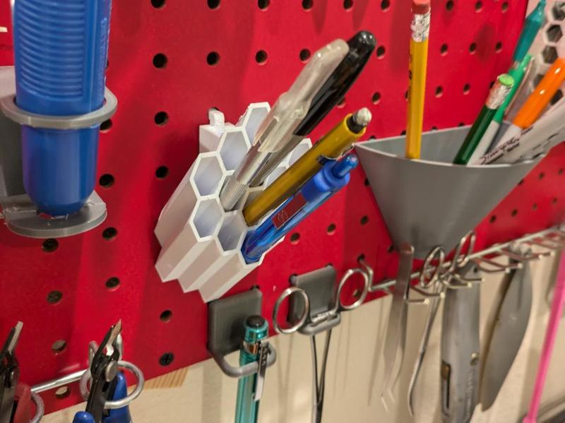 Peg Board Hex Pen Holder