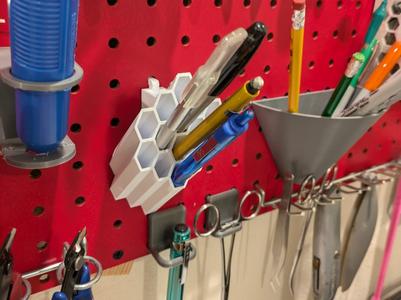 Peg Board Hex Pen Holder