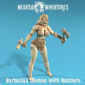 Barbarian Woman with Hatchets - Dual Wielding Female Warrior STL