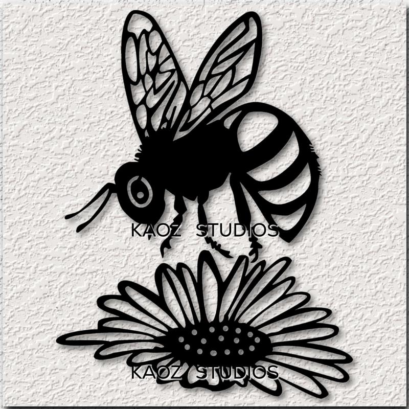 2 piece set honey bee wall art sunflower wall decor garden decoration