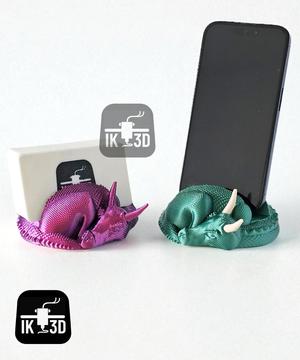 Sleepy Dragon Phone & Card Holder / No Supports / Multiparts or Multicolor