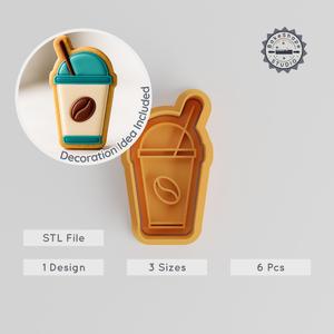 Coffee Cup Cutter & Stamp Set, Cookie & Fondant Design, 6-Piece, Various Sizes PRODUCT_1051