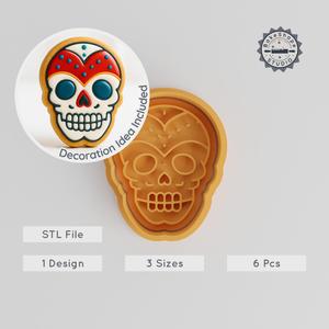Skull Cookie Cutter & Stamp Set, Day of the Dead Memento Mori, 3 Sizes S/M/L PRODUCT_951