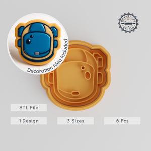 Space Helmet Cookie Cutter & Stamp Set, 6-Piece, Perfect for Cookies & Fondant, 3 Sizes S/M/L PRODUCT_168