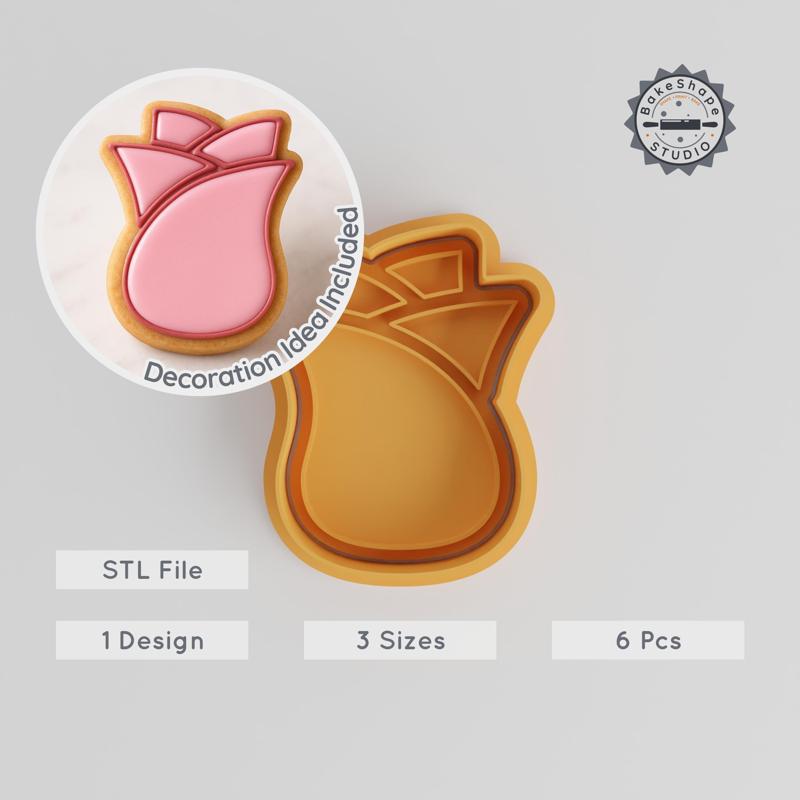 Rose Shape Cutter & Stamp Set, 3 Sizes, Perfect for Cookies & Fondant, Floral Baking Tool Collection PRODUCT_10