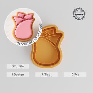 Rose Shape Cutter & Stamp Set, 3 Sizes, Perfect for Cookies & Fondant, Floral Baking Tool Collection PRODUCT_10